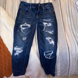 blue distressed size 00 american eagle jeans !!